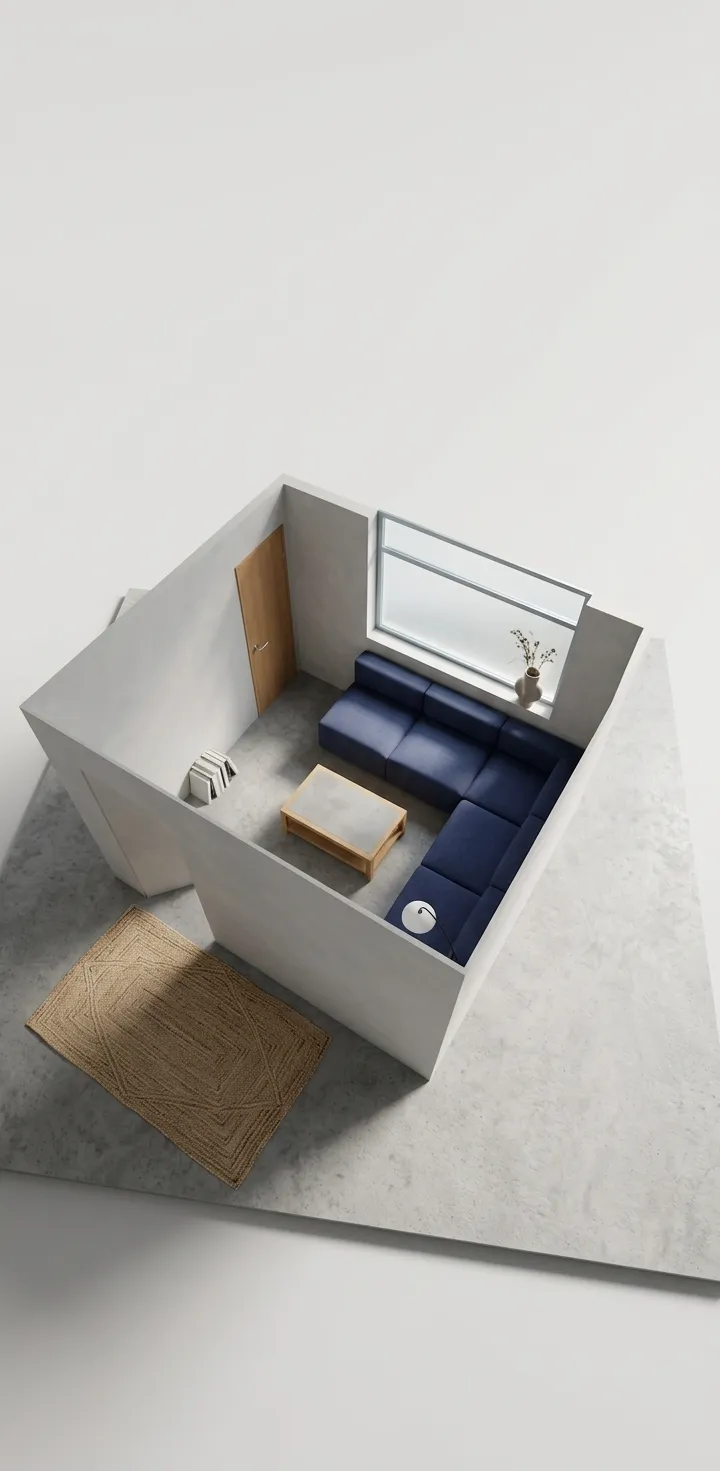 AI rendered furnished room from floor plan